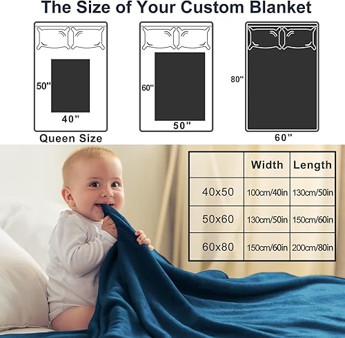 Miniatura 4 de Custom Blanket with Photos Text Customized Picture Blankets, Personalized Throw Blanket for Kid Adult Mother Father Friend Lovers Pet, Custom Gifts