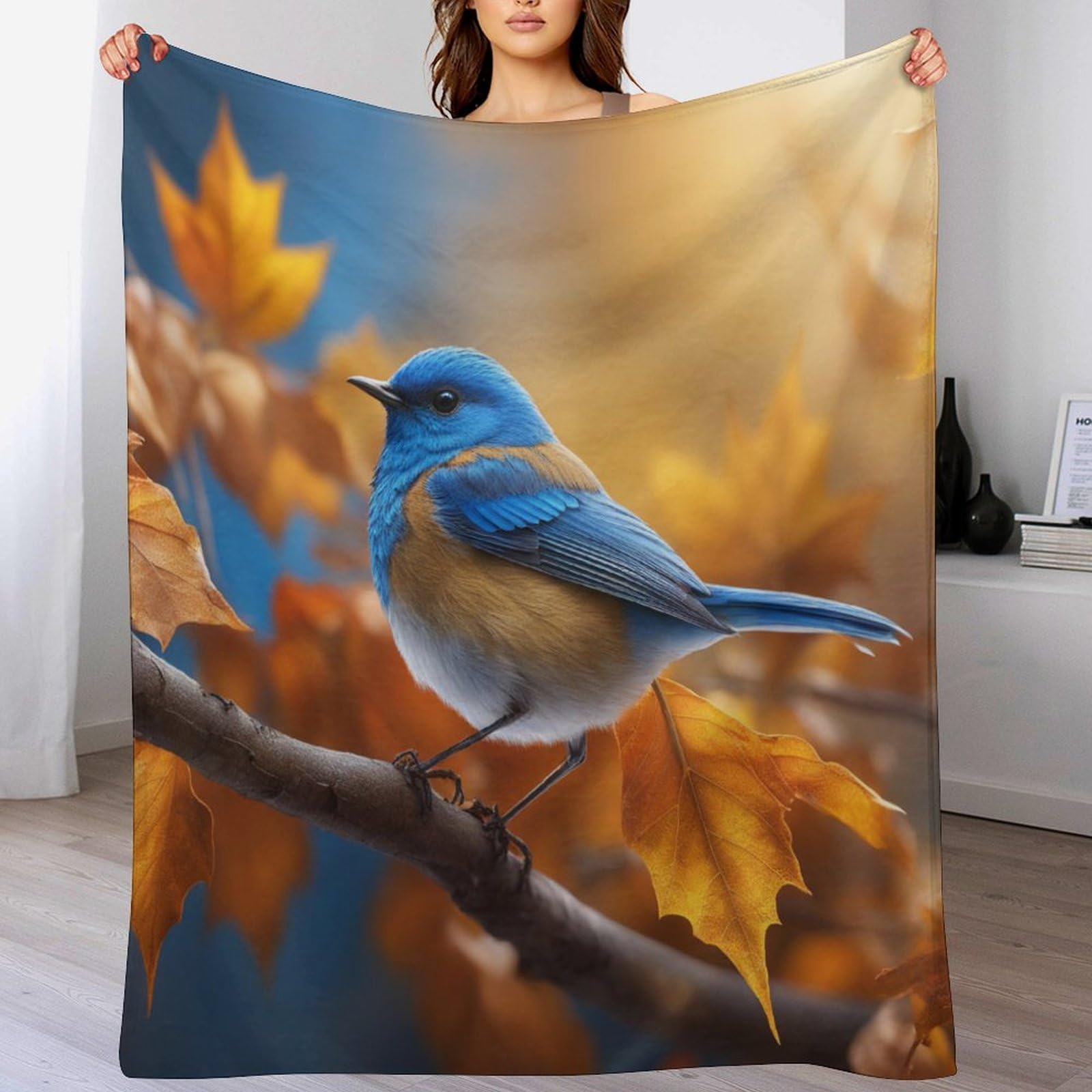 Plaid pour canapé oiseau mignon, couverture douillette pour vos soirées cocooning