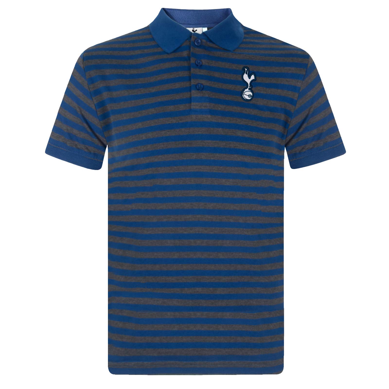 Tottenham Hotspur FC Mens Striped Polo Shirt - Blue - 3XL - Official Crest