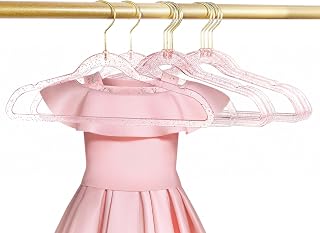 Baby Glitter Hanger 20 Pack,13.97" Kids Toddler Hangers for Closet, Pink Sparkling Plastic Baby Clothes Non-Slip Space Saving Hangers for Dress Up,Large Girl's Pink Hanger