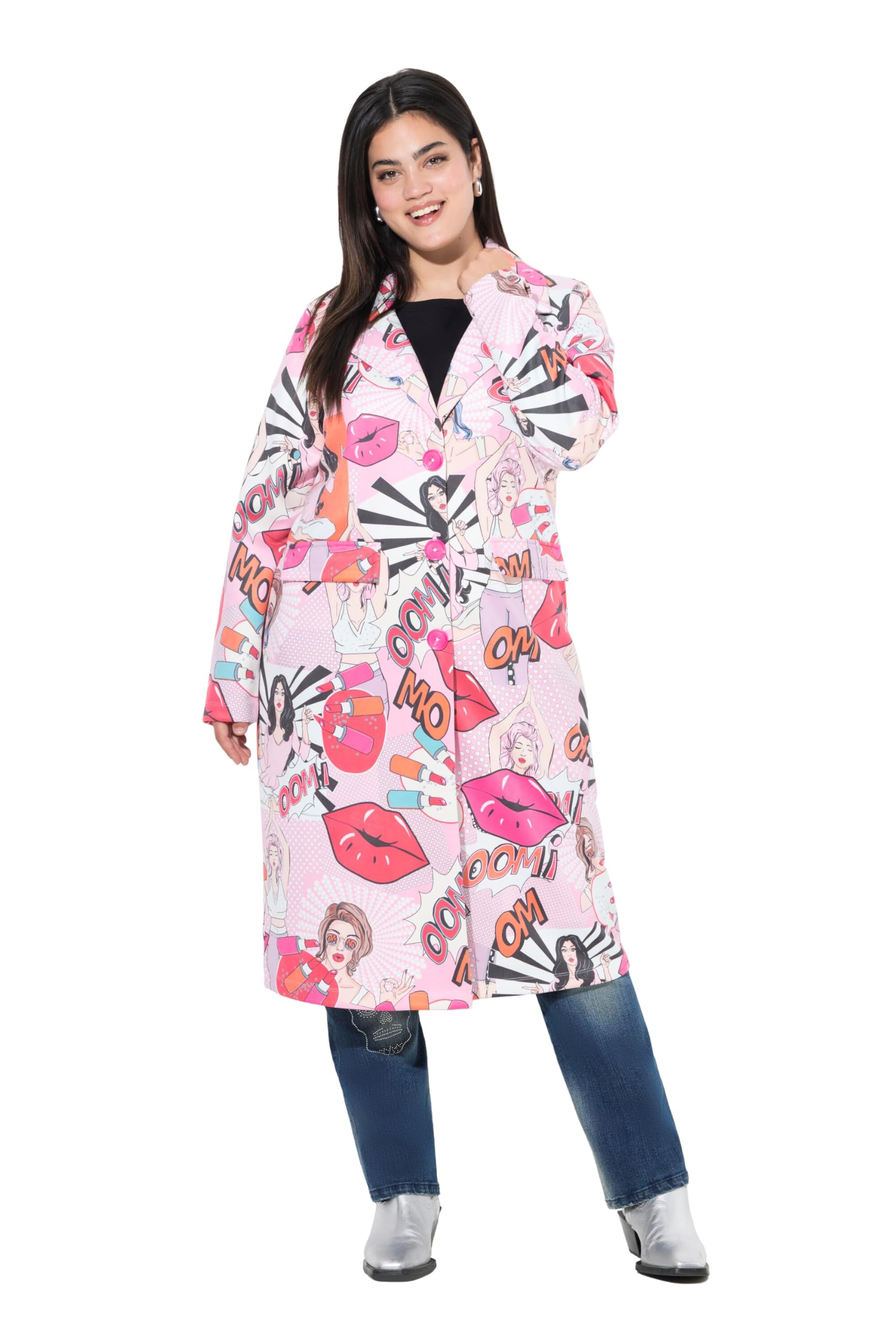 Angel of Style Damen große Größen Übergrößen Plus Size Longblazer, bequem, Comic-Print 843302