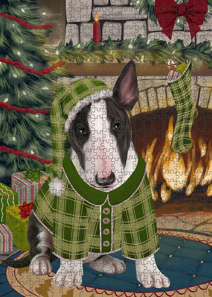 Christmas Stocking was Hung Bull Terrier Dog Jigsaw Puzzle for Adults - Animal Printed Interlocking Puzzle Game Artwork - Gift for Dog Lover's -1000 Pcs 29.5"x19.7", PZLE51571