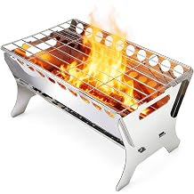 Stainless Steel Portable Charcoal Grill - Compact BBQ Grill for Outdoor Camping, Backyard, Picnic, Easy to Assemble & Clean