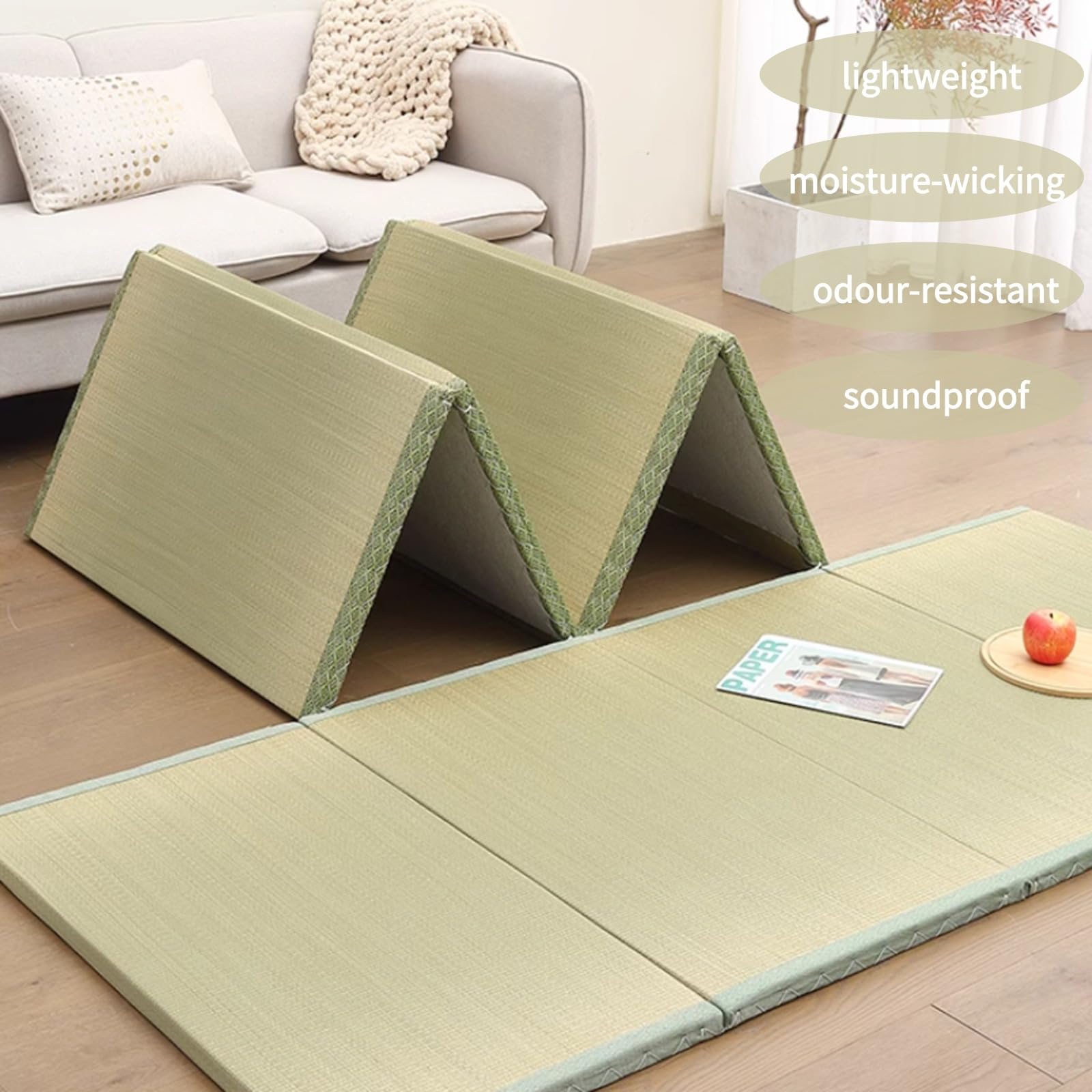 Japanische Tatami-Matte aus Naturgras, faltbare Schlafunterlage 3,5 cm, 75x200 cm für Meditation, Schlaf und Yoga