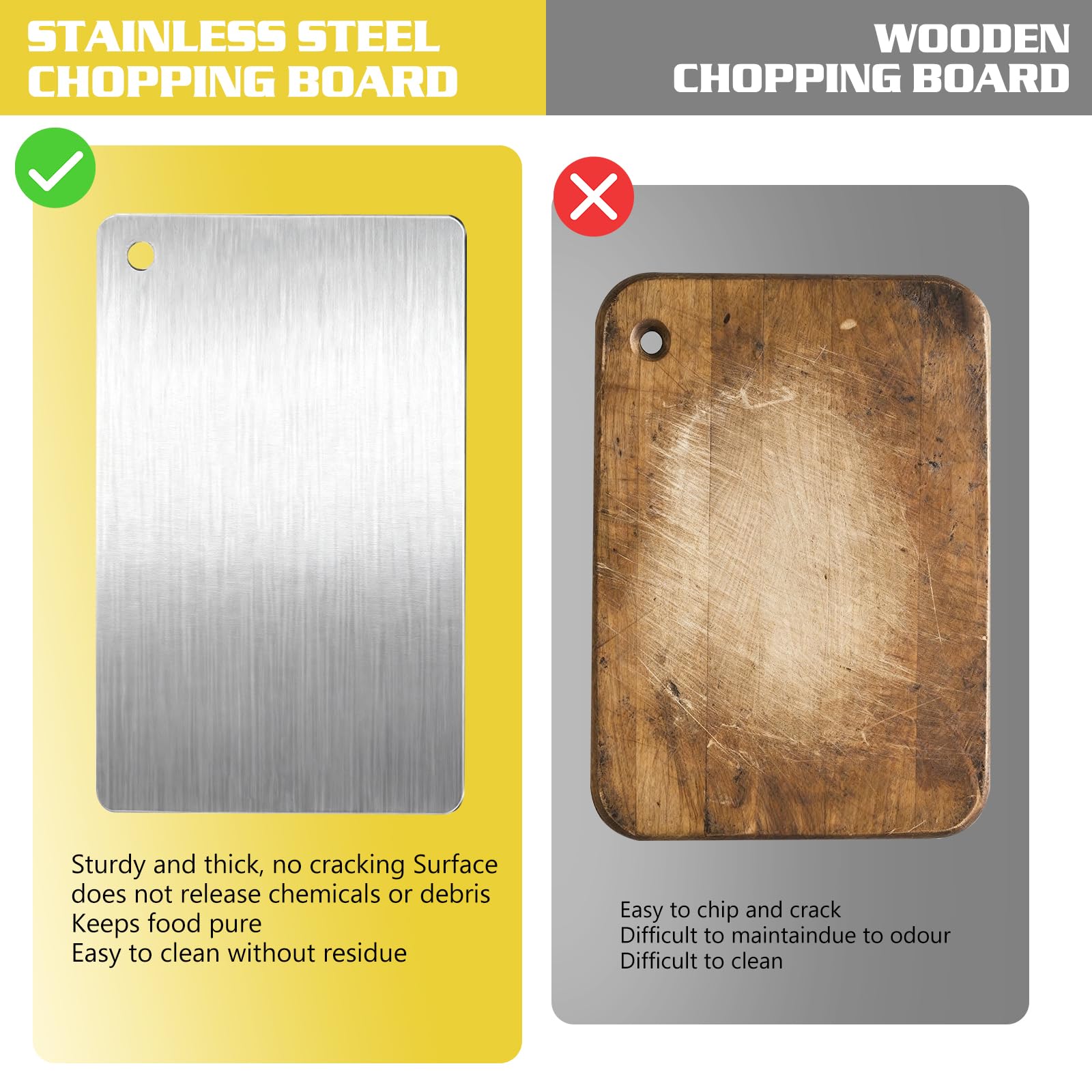Zorplex Juego de 3 Tablas de Cortar de Acero Inoxidable 316, Doble Cara, Grado Alimenticio