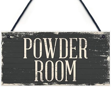 Meijiafei Vintage Powder Room Rustic Sign Wall Door Toilet Bathroom Plaque Womans Rest Room Ladies 10" X 5"