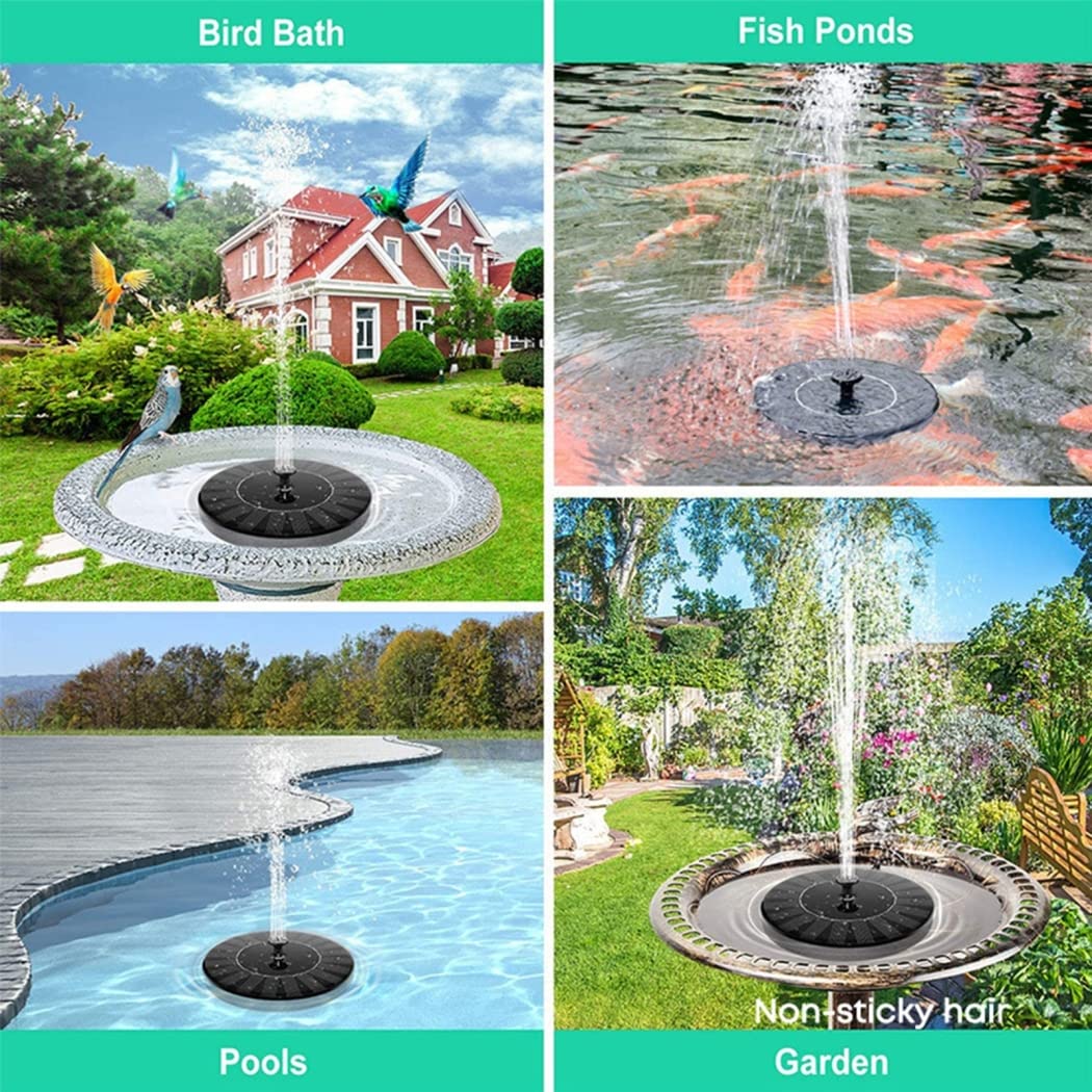 Fontana Solare da Giardino, Fontanelle Laghetto da Esterno, Pompa Solare per Fontana con 6 Effetti, Fontana Zampillo Energia Solare per Laghetti da Fontane, Vaschetta per Gli Uccelli O Pesci