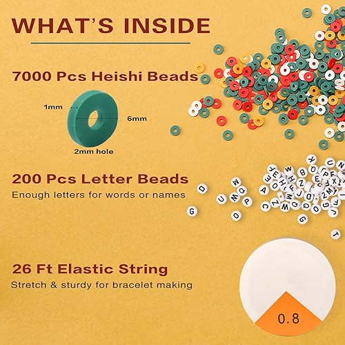 Miniatura 4 de ADIIL Kit de 7200 cuentas de arcilla para hacer pulseras, 10 colores, cuentas Heishi de polímero de 0.236 pulgadas para hacer joyas, kit de pulsera