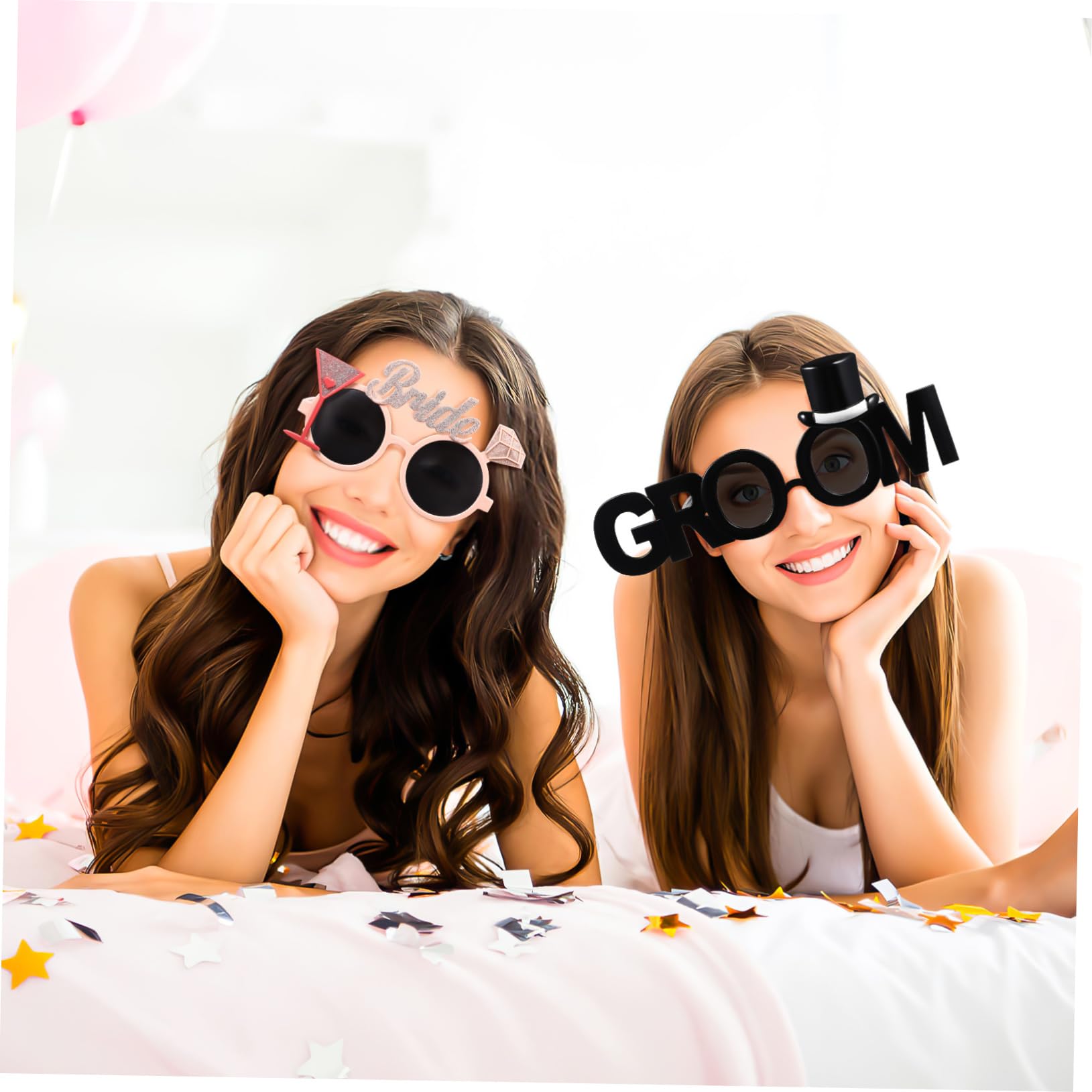 Abaodam 10 Piezas Gafas De Novia Novio Para Adultos Traviesos Anteojos De Novia y Novio Lentes De Sol Para Despedida De Soltero Anteojos De Novio Boda Amantes El Plastico