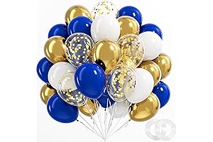 Navy Blue Metallic Gold Confetti Balloons For Different Occasions