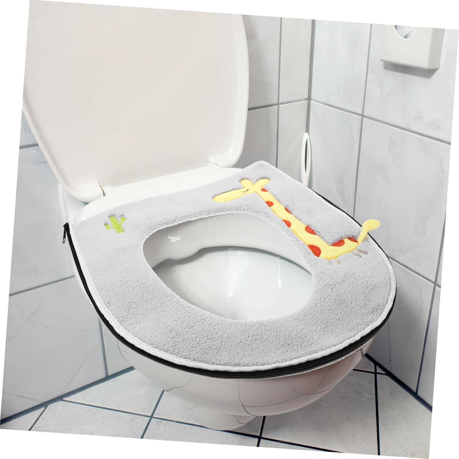 Cabilock Warm Toilet Seat Cover Pad Waterproof Thick Cushion for O and U-Shaped Toilets Soft Fleece Bathroom Mat for Winter Use