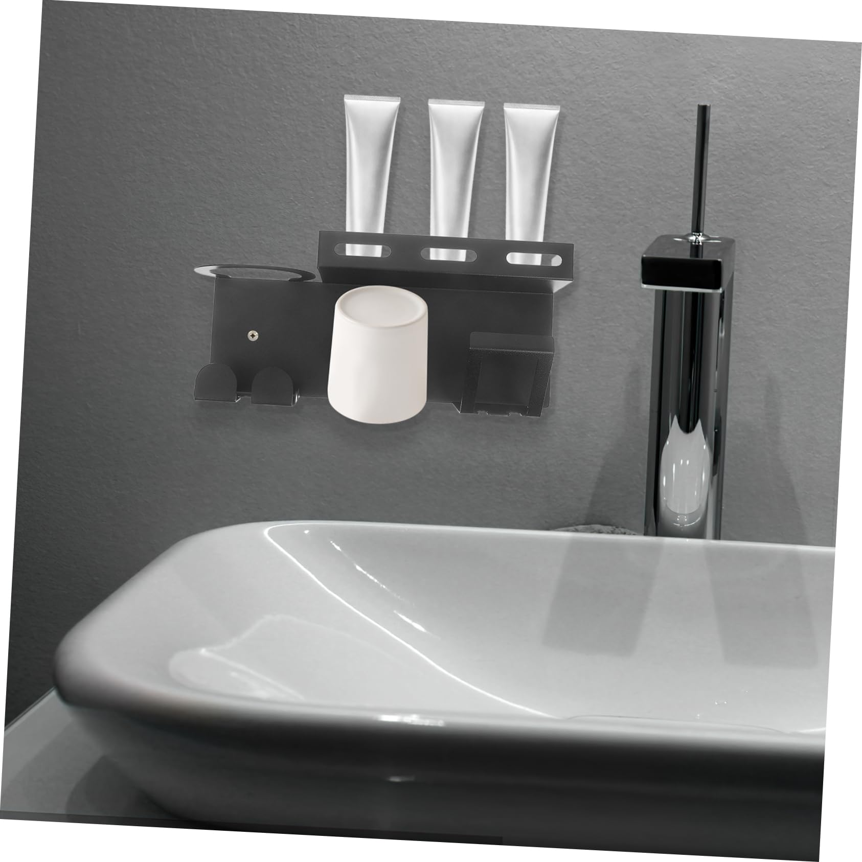 Portaspazzolino da Denti Acciaio Inossidabile Montato con per e Raccoglitore per Dentifricio Design Moderno per Bagno Resistente All Umidità e Facile da Installare