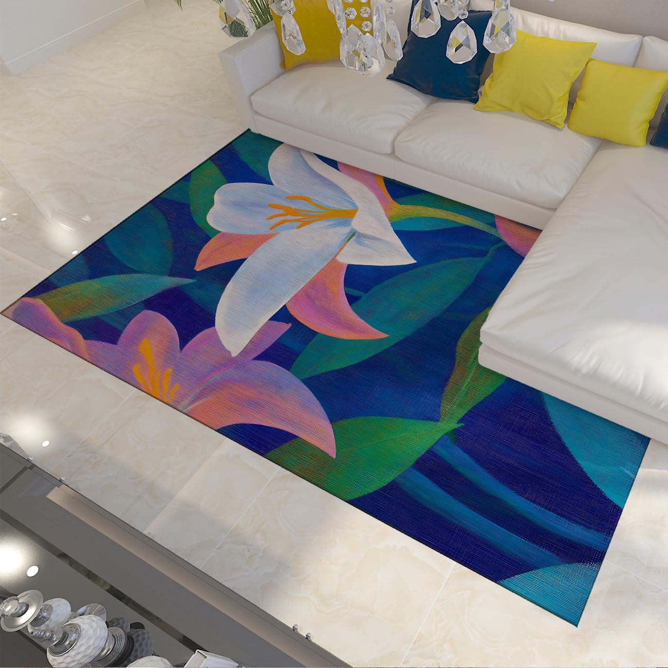 Tapis pour salon boho floral moquette intérieure vintage et tapis antidérapant de 120x150