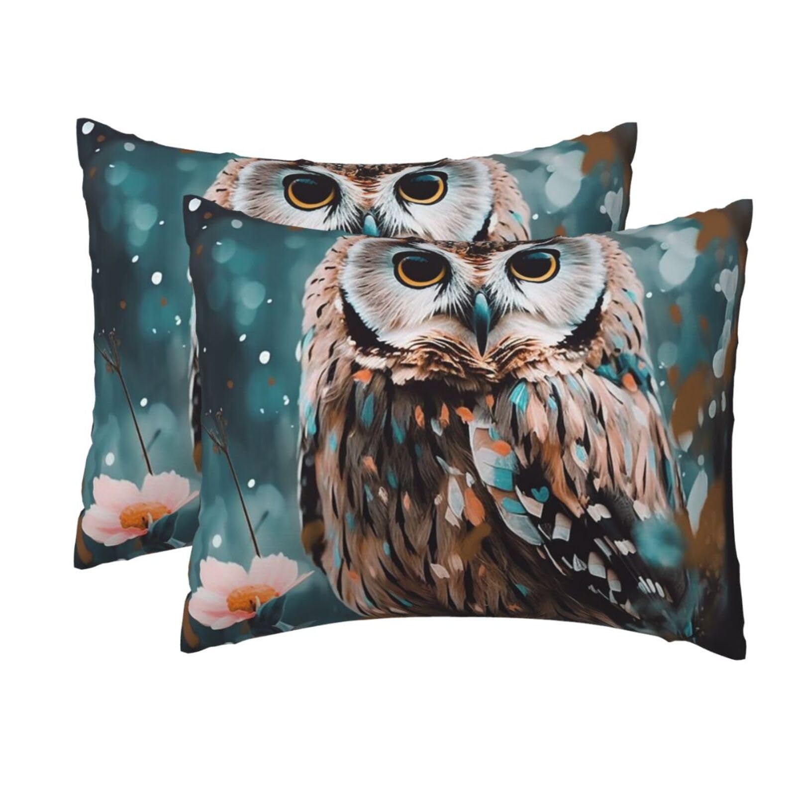 2 Pack Standard Pillow Cases with Hidden Zipper, Soft Breathable Pillow Covers for Hair and Skin, Animal Cute owl Pillowcases 20"x26" Bed Pillow Protectors Cover for Sleeping Gifts
