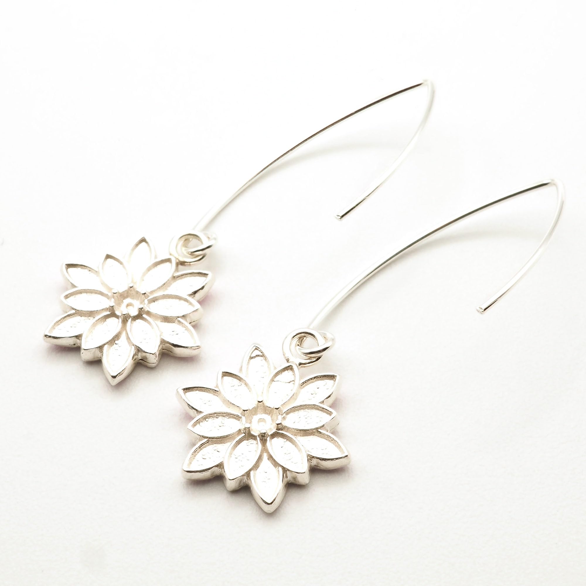 Pendientes Flor de Dalia en Plata 925 Esmaltada Magenta y Amarillo
