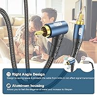 Vista 4 de EMK Cable de subwoofer RCA de 90 grados, cable de audio RCA a RCA, de nailon chapado en oro de 24 quilates, trenzado de doble blindaje, analógico