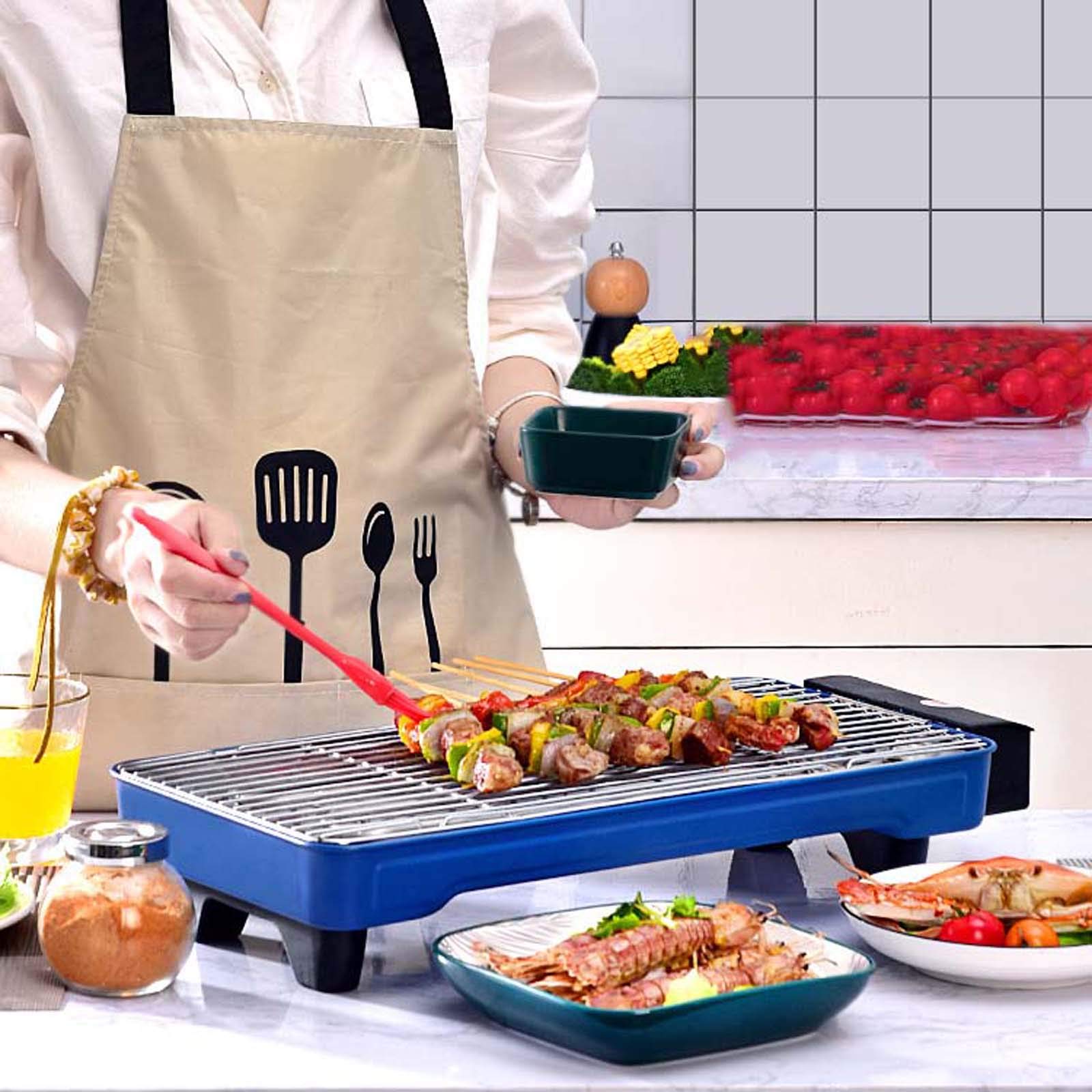 Elektryczny grill bezdymny, grill elektryczny do użytku w pomieszczeniach, przenośny grill bezdymny, zmywalna patelnia elektryczna, grill z powłoką nieprzywierającą, wyjmowane płyty