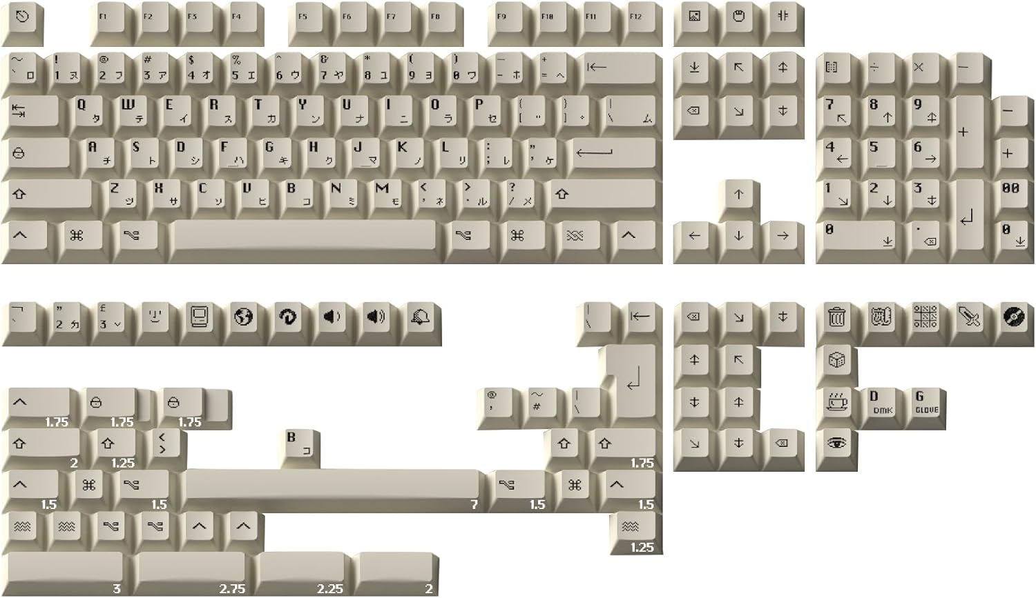KPREPUBLIC Domikey x Glove Macintosh Keycap Cherry Profile PBT Dye subbed Keycaps for Mechanical Keyboard EZ63 Made68 Wooting 60HE 80HE (Domikey Macintosh Base x1)