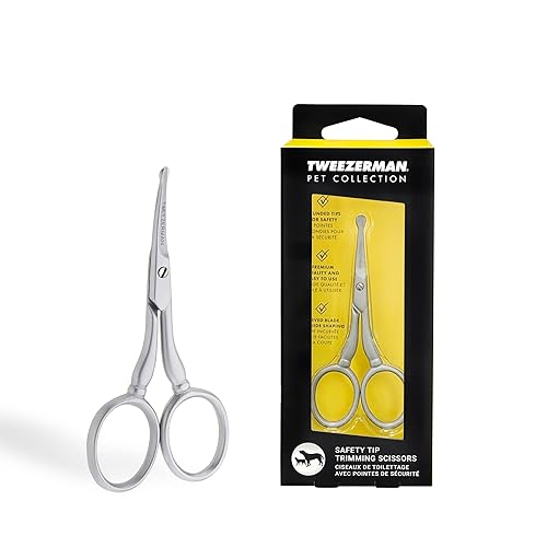 Tweezerman Pet Grooming Scissors, Stainless Steel Rounded Tip Trimming Shears for Dogs and Cats - Scissors
