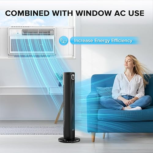 Miniatura 7 de Ventilador de torre para dormitorio, ventilador de pie sin aspas que sopla aire frío para el hogar, ventiladores de piso de enfriamiento silenciosos