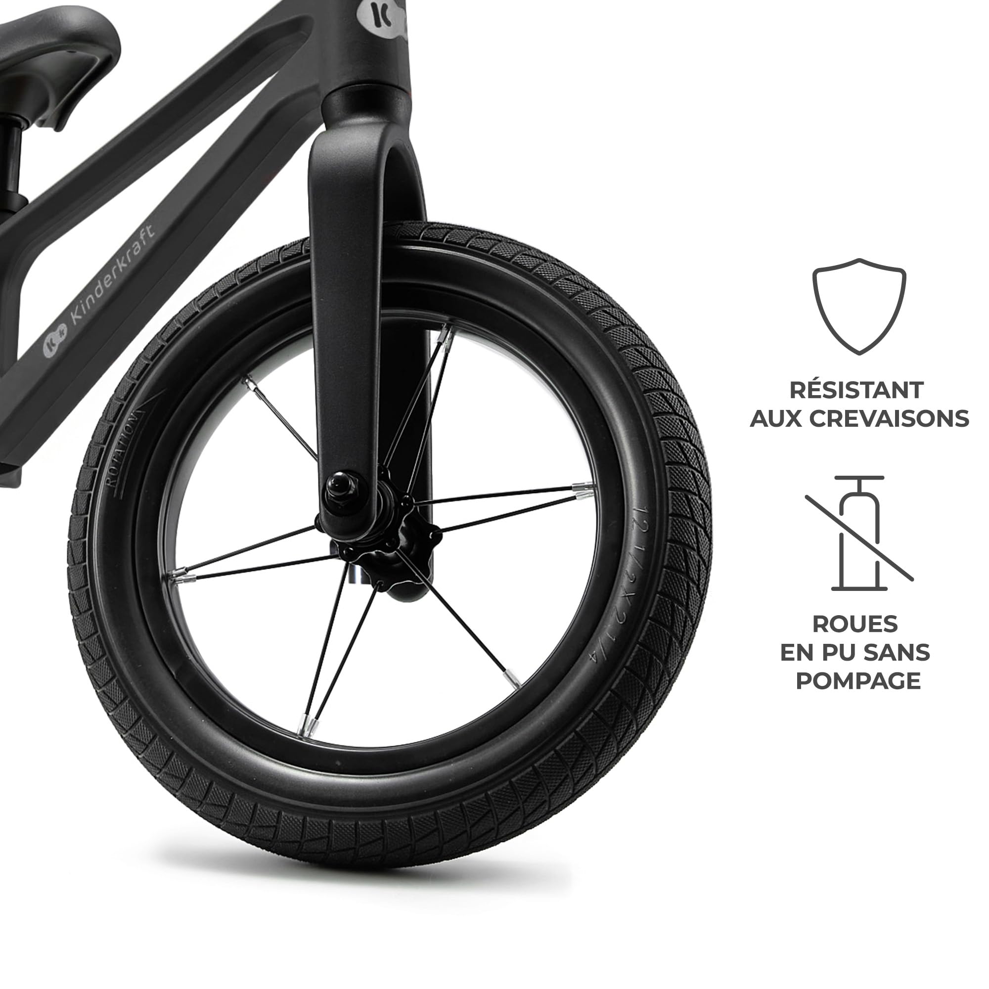 Kinderkraft ETER Draisienne jusqu'à 35 kg, vélo d'apprentissage léger, Roues de 12 ", Cadre en Nylon, Selle réglable en Hauteur, Direction limitée, poignées en Caoutchouc, Design Sportif