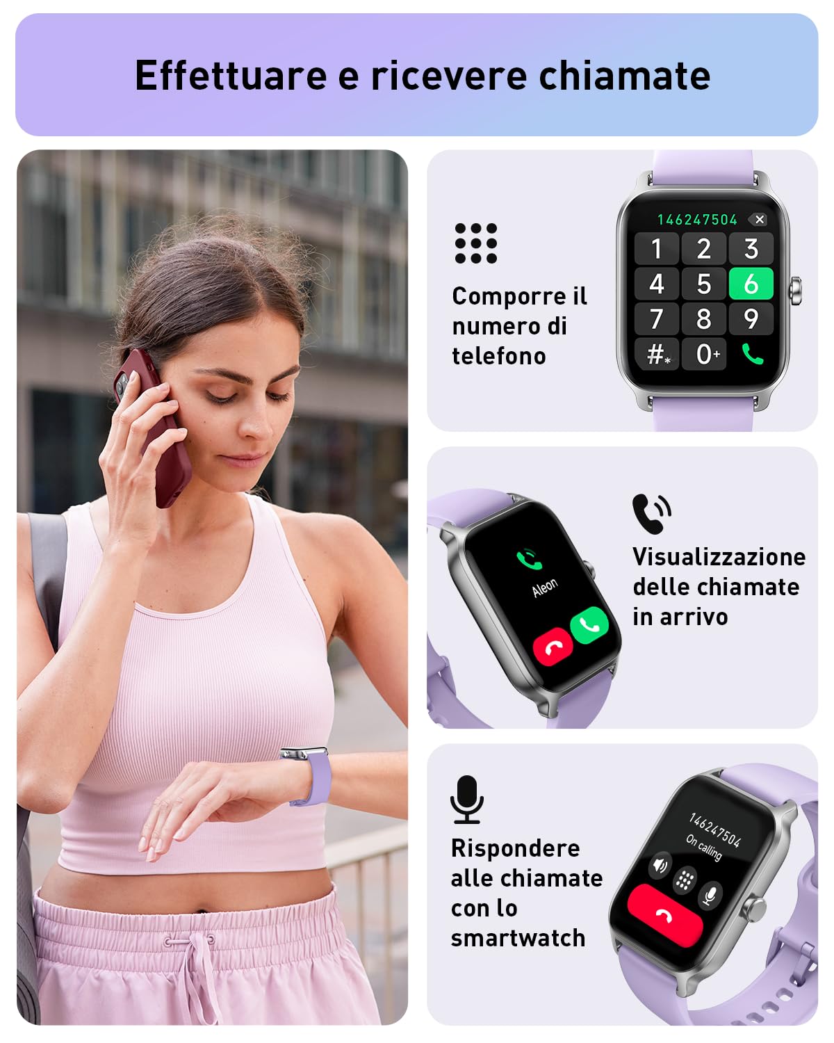 Smartwatch Donna, 1.8" Orologio Smartwatch Chiamate e Risposta, Fitness Tracker con Contapassi Cardiofrequenzimetro SpO2,110 Modalità Sport, Monitoraggio del Sonno, Impermeabile IP68 per Android iOS