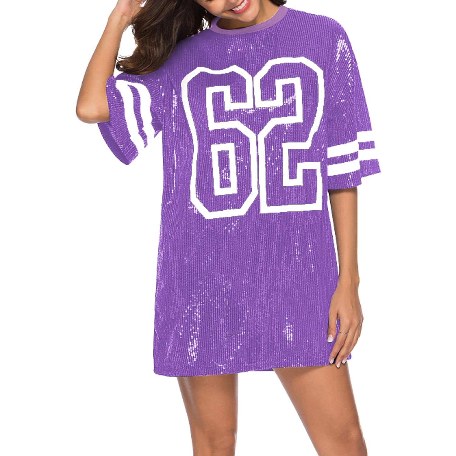 PORRCEY Juniors Short Sleeve Sequin Funny Dress Shirts
