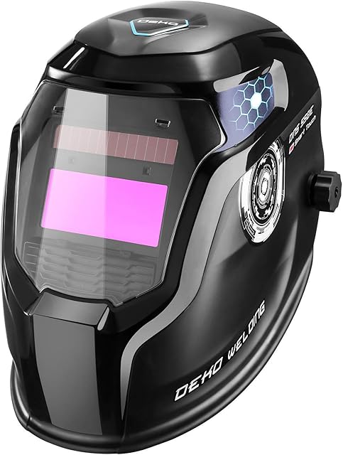 DEKO Solar Powered Welding Helmet Auto Darkening Hood with Adjustable Wide Shade Range 4/9-13 for Mig Tig Arc Welder Mask