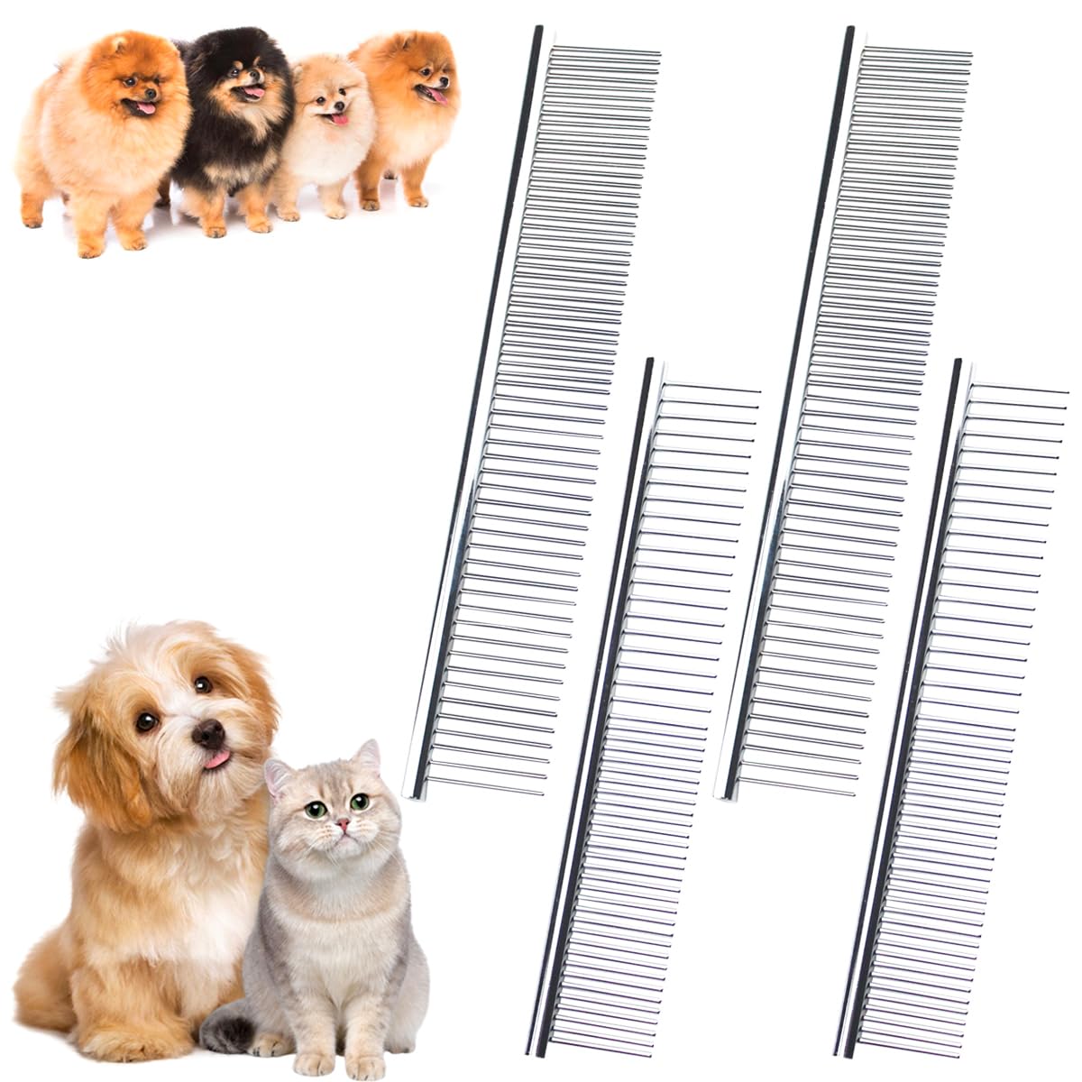 4 PCS StainlessSteel Comb Dog Combs for Knots, Mats