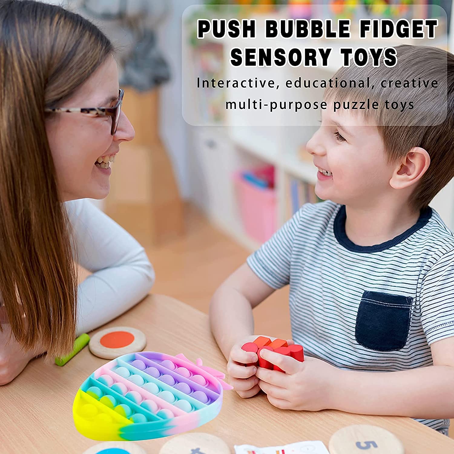 STOFFIER GARTEN Pop It Fidget Toys,Push Pop Bubble Fidget Sensory Toy,Autism Special Needs Silicone Fidget Toy Sensory Toys Novelty Gifts for Girls Boys Kids Adults (Strawberry) 1