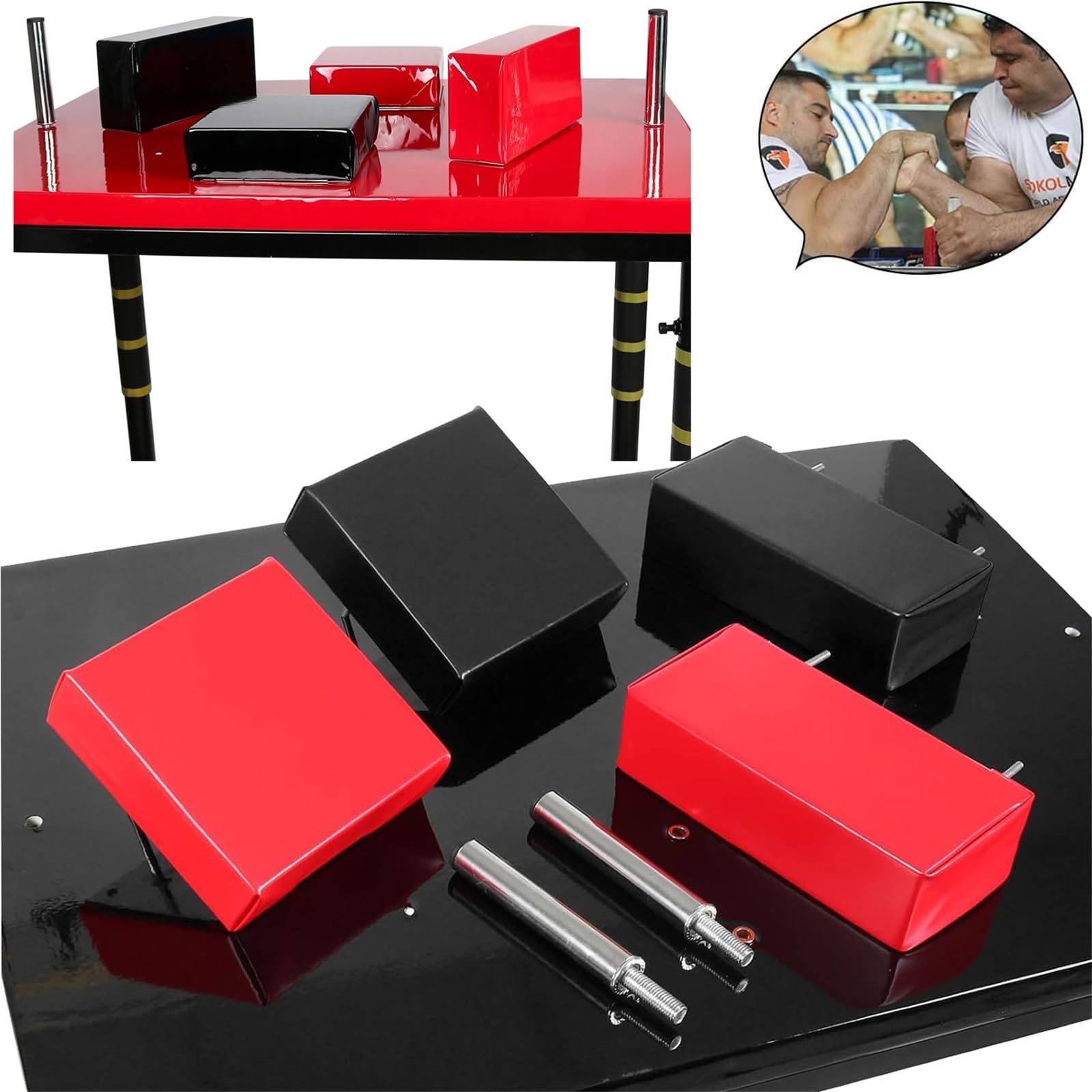 Arm Wrestling Drehgriff Arm Power Armwrestling Tisch，Standard-Wettkampftisch for Armdrücken, verstellbare Armdrückplattform Schwarz
