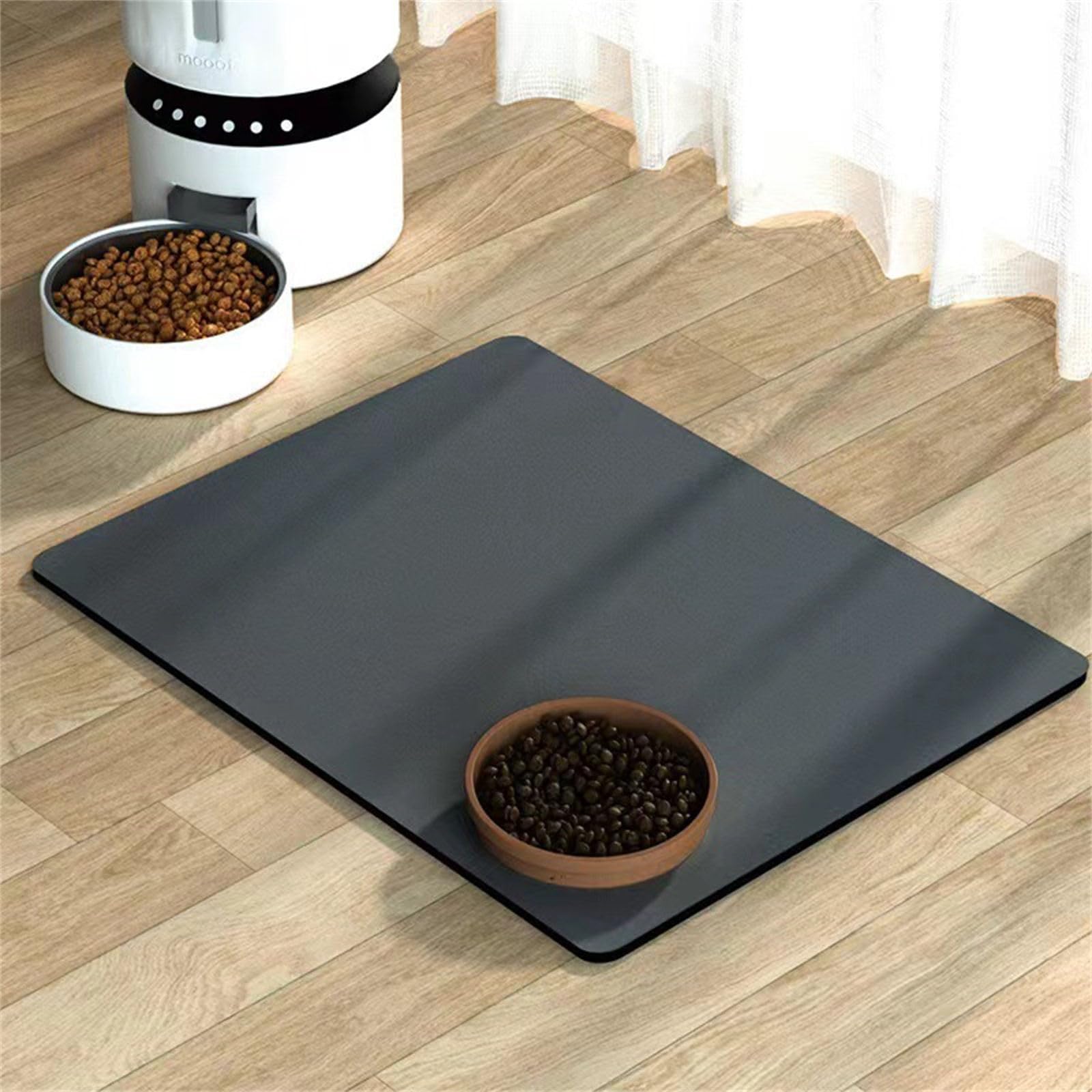 Hearda Pet Mats for Food Bowls Water Absorbent, Pet Food Mat Non Slip Quick Dry Cat Feeding Mat Diatomite Pet Feeding Mat Dog Bowl Mats Water Dispenser Mat Dog Food Placemat (30x40cm,Dark Gray B)