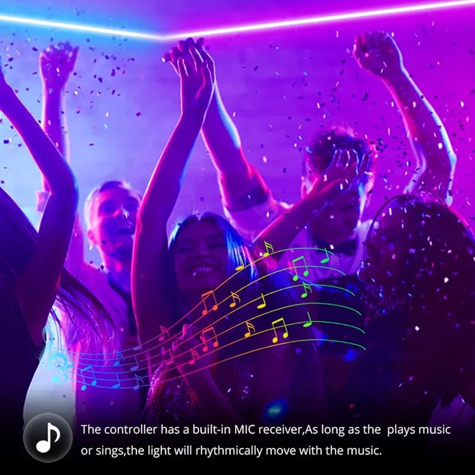 RGB LED Strip Lights 5M, Neon LED Strip Light, Colour Changing, Music Sync, Timer - Image 3