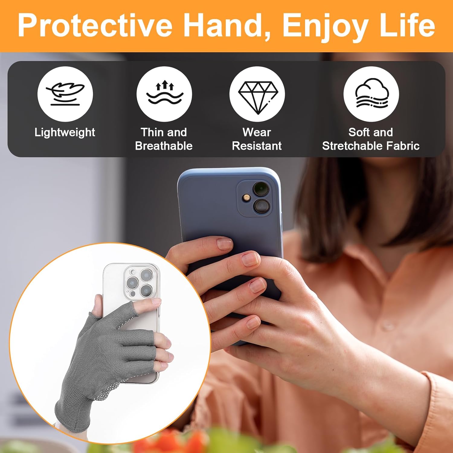 6 Pack Half-Finger Workout Gloves, Lightweight Half-Finger Slip Breathable Fingerless Work Glove Compression Gloves for Cycling Sports Motorcycle Fishing - Image 4