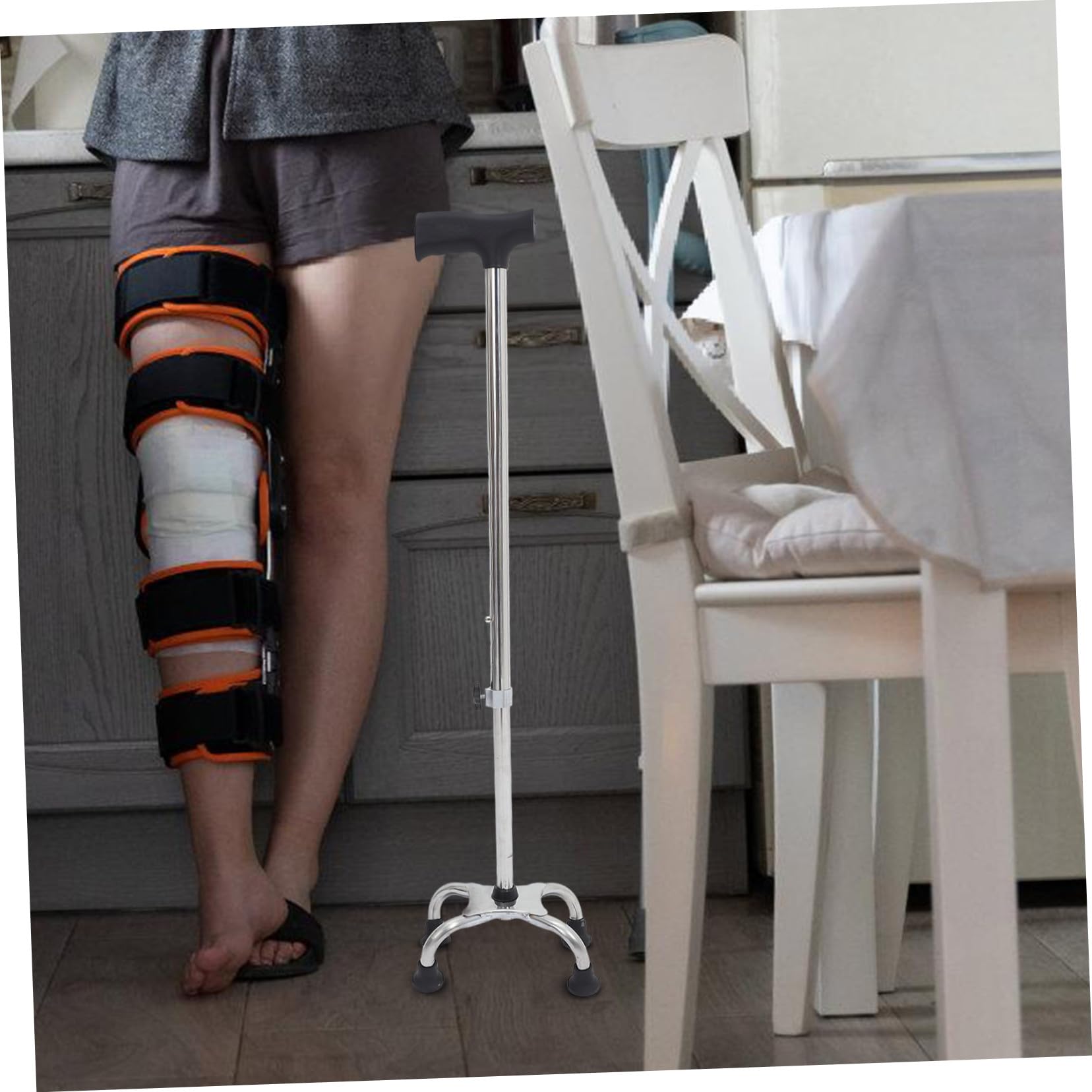 FRCOLOR Bastón Ergonómico Ajustable de Acero Inoxidable con Base Antideslizante para Mayores Soporte Estable para Caminar para Hombres y Mujeres con Movilidad Reducida