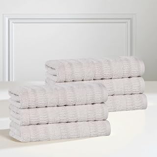 SUPERIOR Luxurious Classic Cotton Blend Towel Set for Bathroom, Shower, Spa, Hotel, Super Soft, Quick Dry, Ultra Soft Mika Towels, 6 Hand Towel Set, Silver