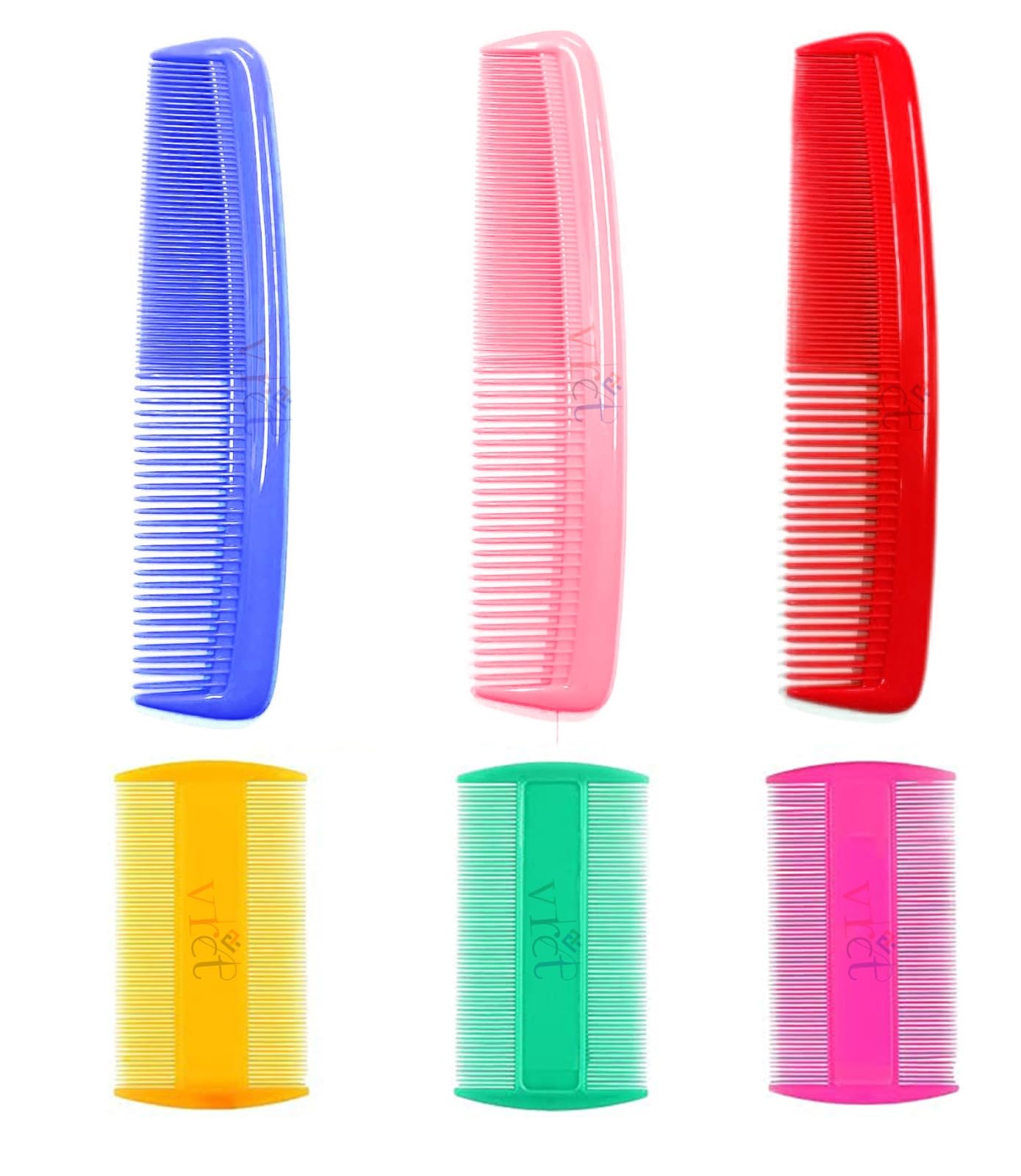 VRCT Multicolor Grooming Hair Combs and Nits Removal Comb Dandruff Dust Narrow Teeth Comb for Women and Men(Pack of 3 +3) (Random Colors)