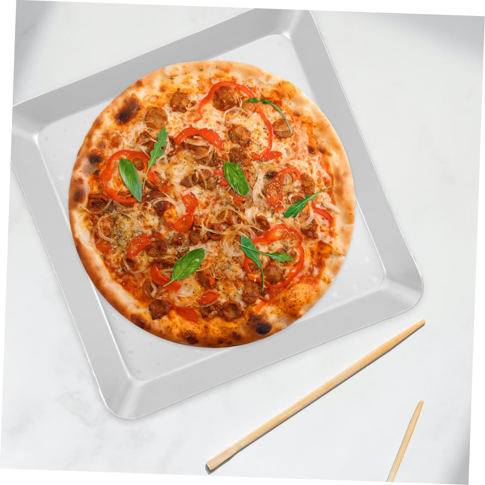 iplusmile Teglia Perforata per Pizza 12 Pollici in Lega di Alluminio Resistente al Calore Distribuzione Uniforme del Calore per Forno e Uso Domestico