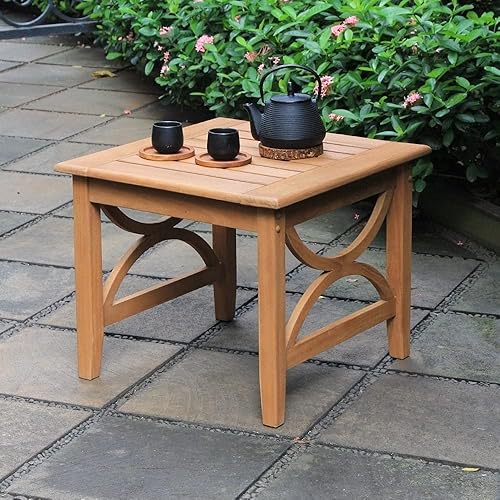 Superior Indonesian Chester Patio Side Table, Natural Teak