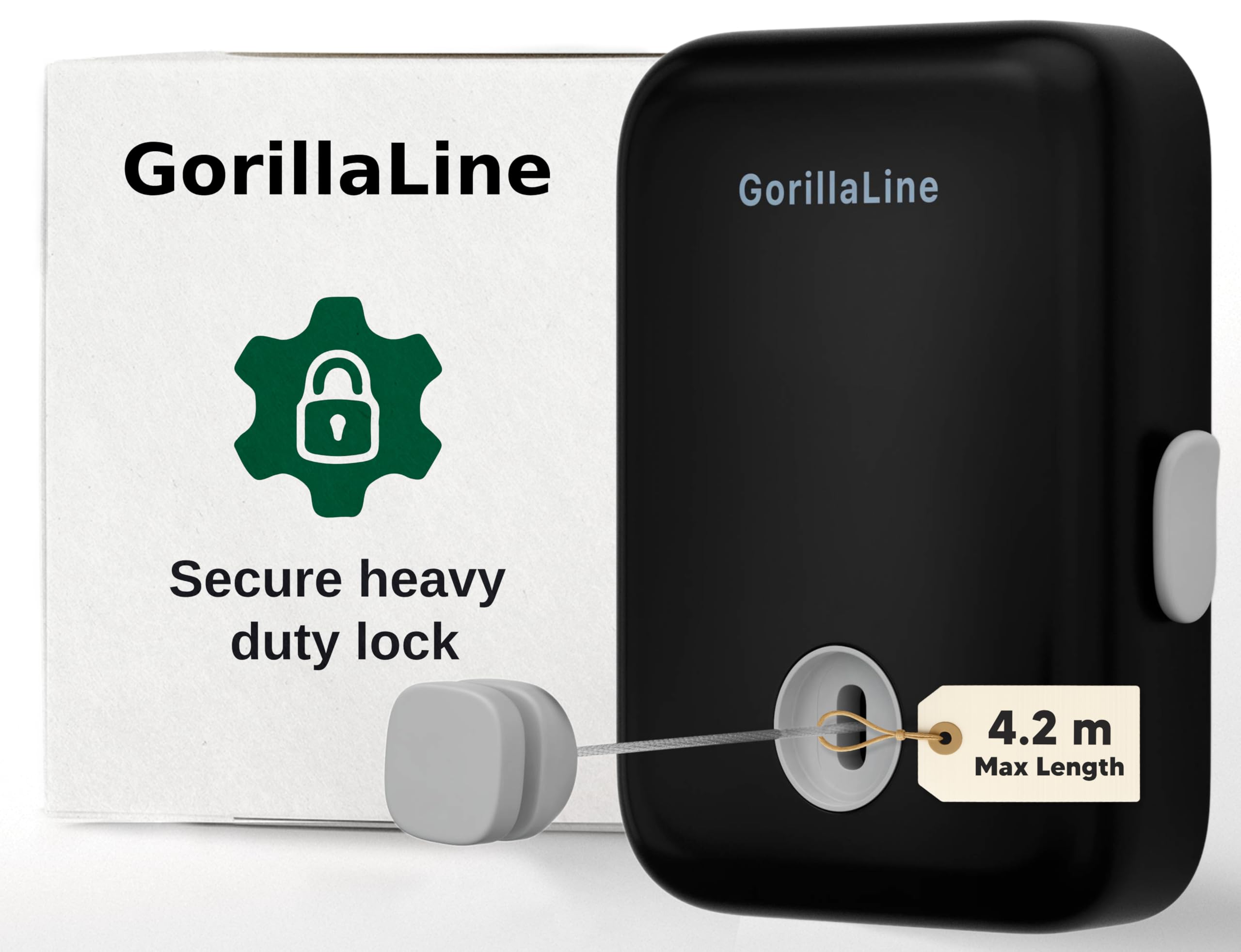 GorillaLine - Retractable Washing Line, Clothes Lines for Outside, Extendable Washing Line Rope 4.2m, Indoor and Outdoor Clothes Line