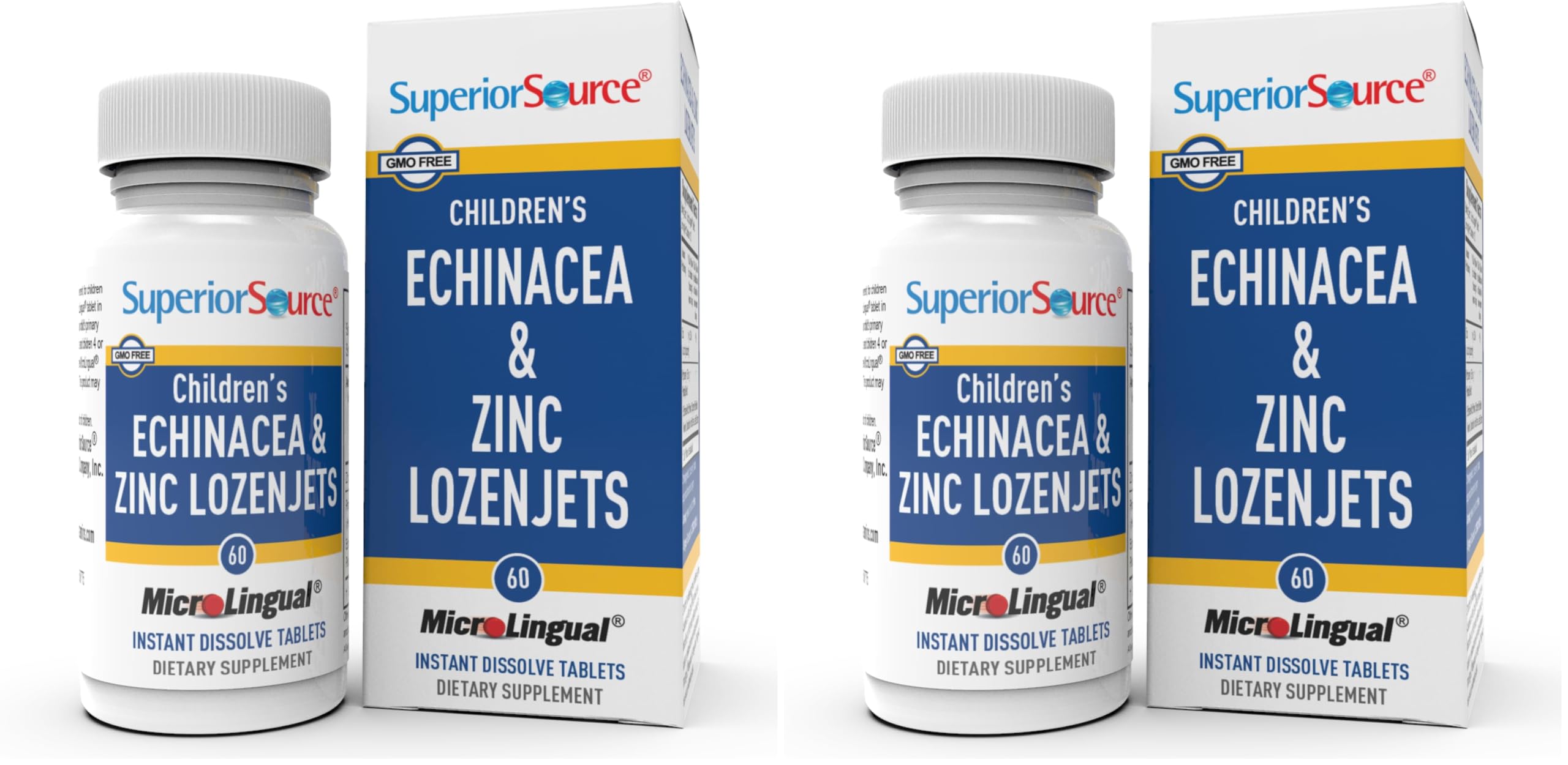 Superior Source Children's Echinacea & Zinc Lozenjets - Herbal Immune Support for Kids - Non-GMO & Gluten-Free - Peppermint - 60 MicroLingual Dissolvable Tablets (Pack of 2) 60 Count (Pack of 2)