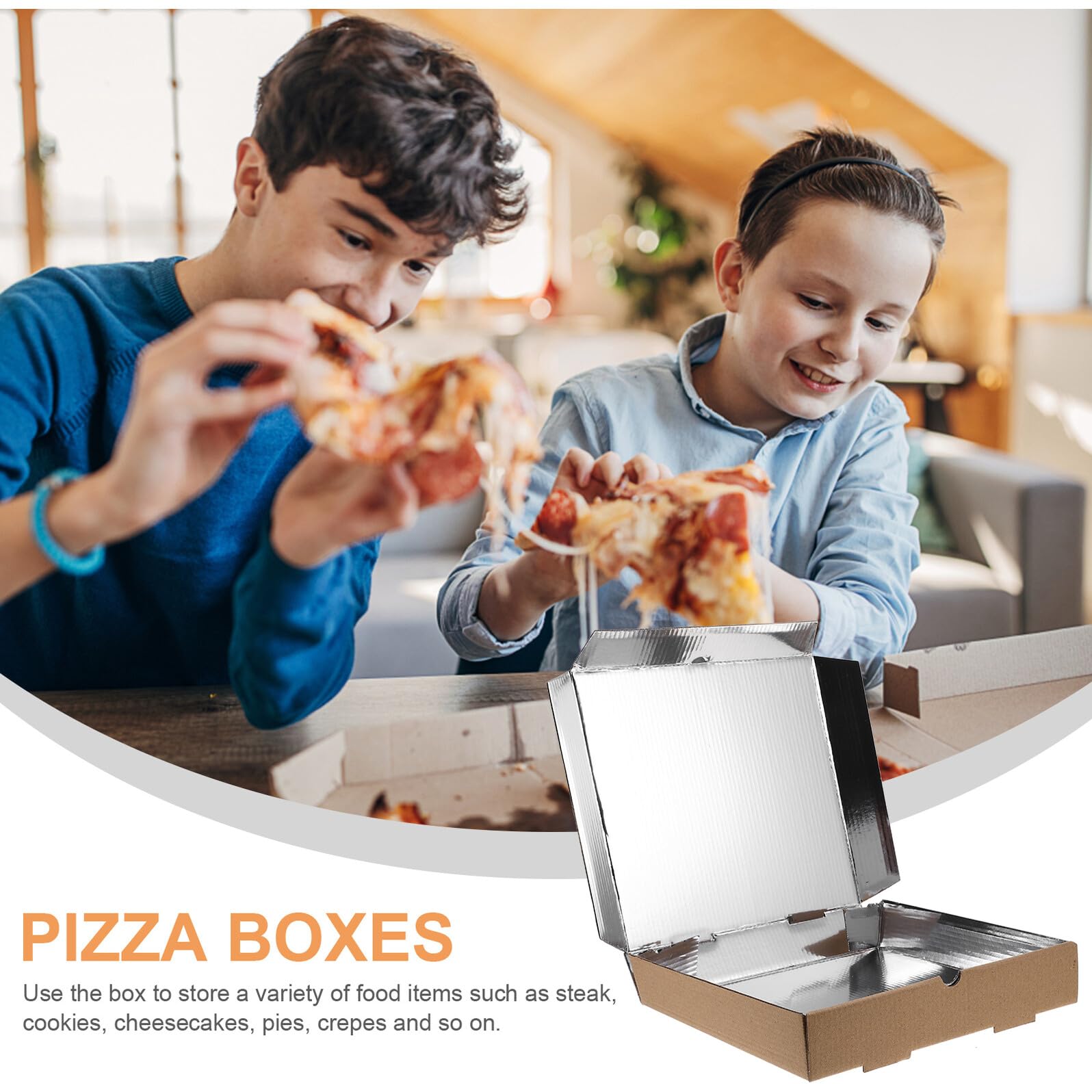 LIFKOME Scatole per Pizza da Asporto 10 Pezzi Contenitori Multifunzionali in Carta Kraft e Cartone Ondulato Rivestimento in Alluminio per Cheesecakes e Crepes in Ristoranti e Takeout