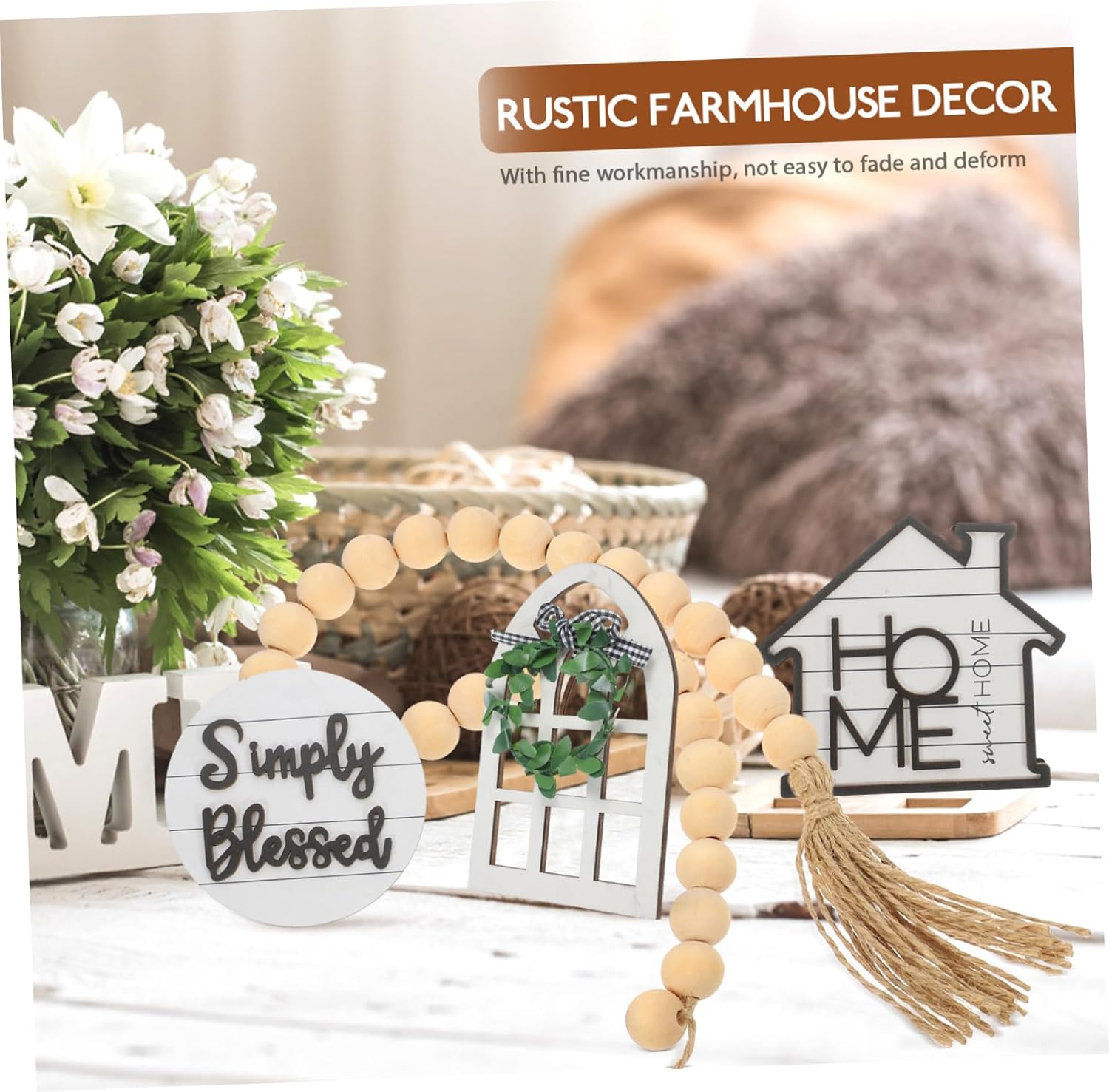 Tiered Tray Decor Xmas Farmhouse Wooden Hanging Sign Ornament