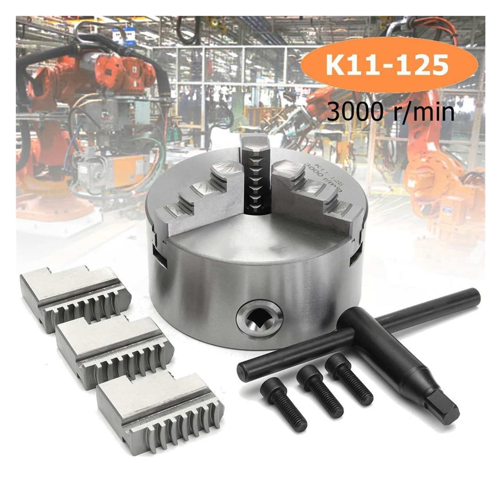 Uchwyt tokarski, K11-125 3 Tokarka szczęki CHUCK 125mm Self Centring Hardeed Dwustronne narzędzie do wiercenia frezarki