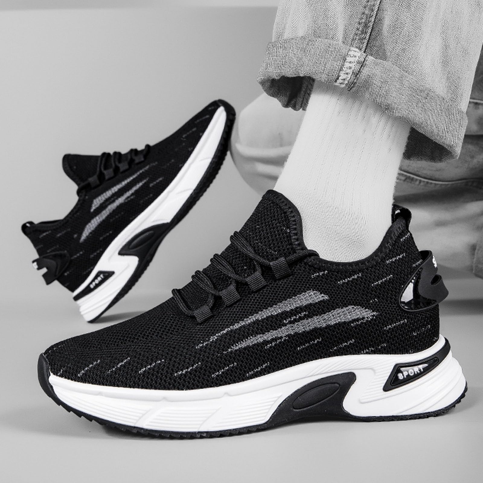 Elevator Shoes - Zapatillas de deporte para hombre, 10 cm, invisibles, de malla, transpirables, ligeras, cómodas, informales, para correr, correr, primavera, verano, Elevatorshoes