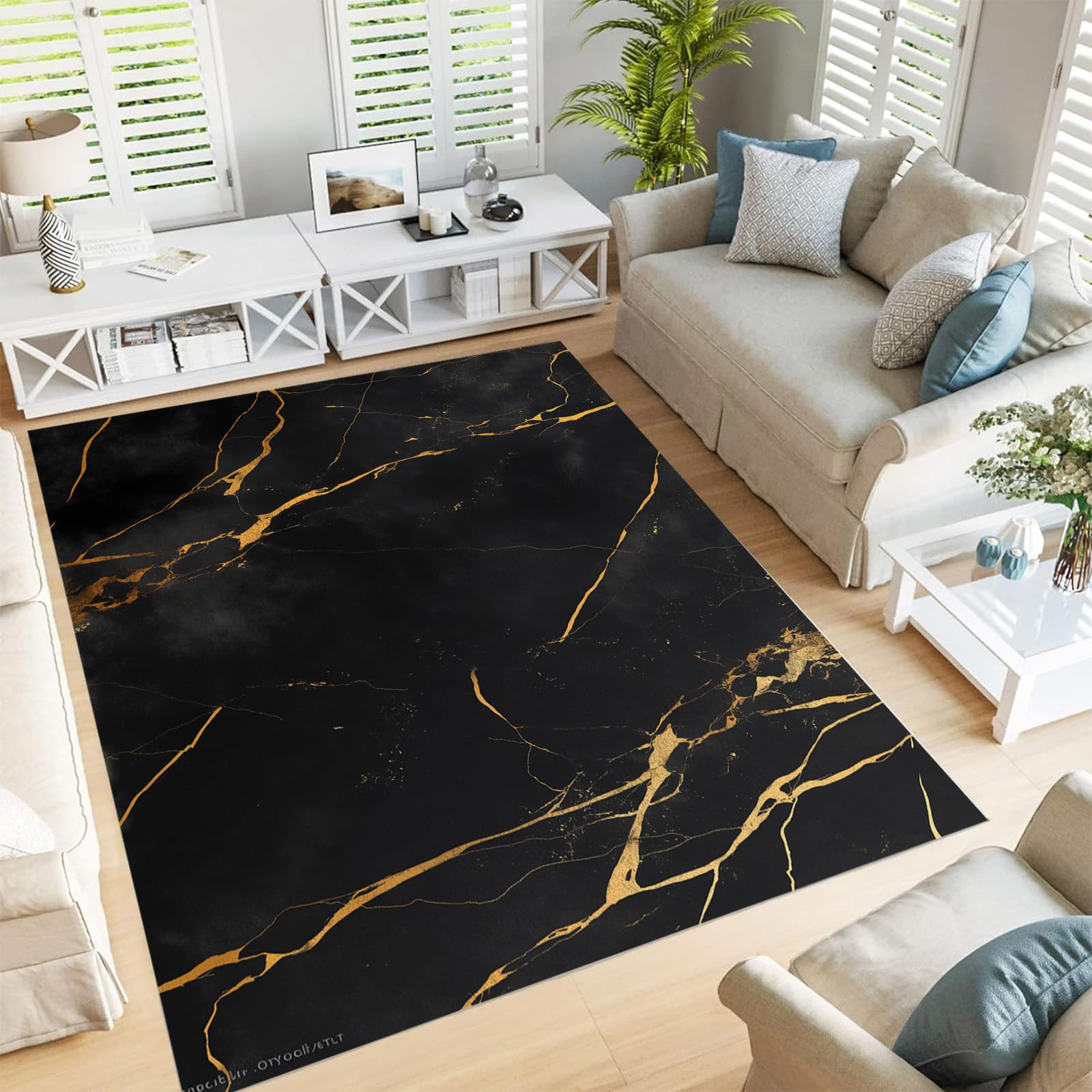 Tapis de salon marbre moderne et lavable pour chambre