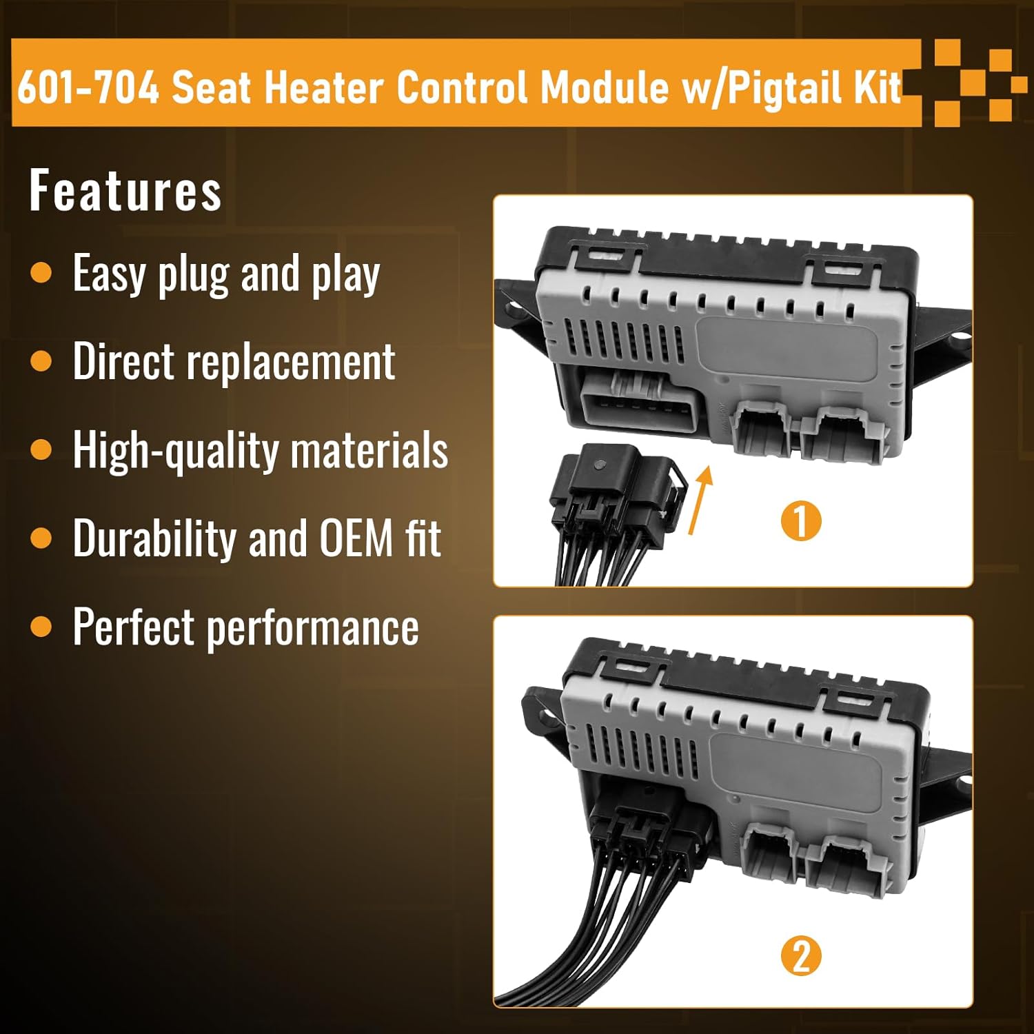 BU5Z14C724A Seat Heat Control Module Fits for Ford F150 F250 F350 F450 F550 SuperDuty Edge Explorer Flex Fusion Taurus, for Lincoln MKS MKT MKZ Heated Cooled Seat Module w/Pigtail Kit 601-704