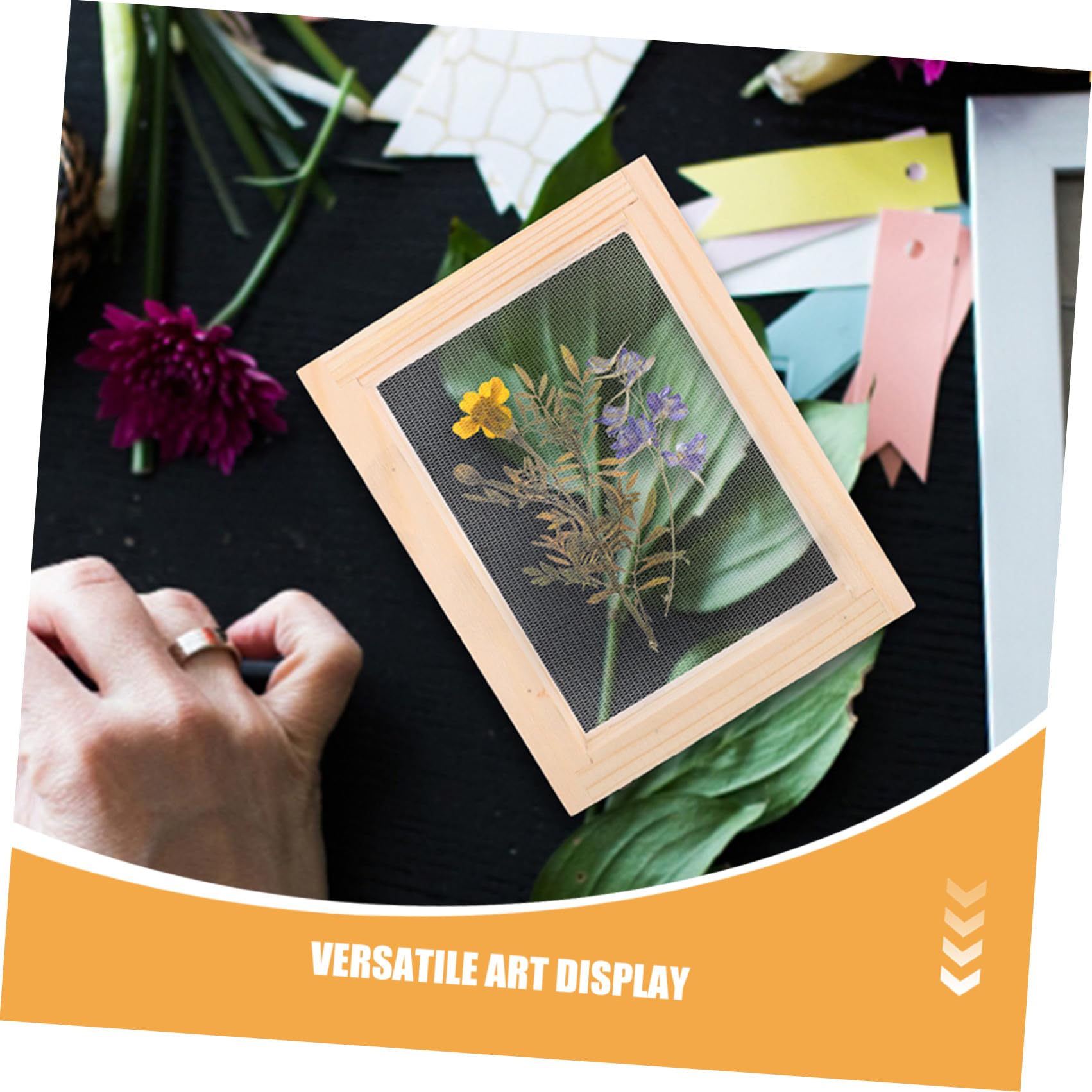 TOMETURE Set di 4 Telai in Legno 10X13X2,2 CM per Fabbricazione della Carta Rete, Utilizzabile per Attività Creative in Asilo Nido e Progetti Fiori Secchi
