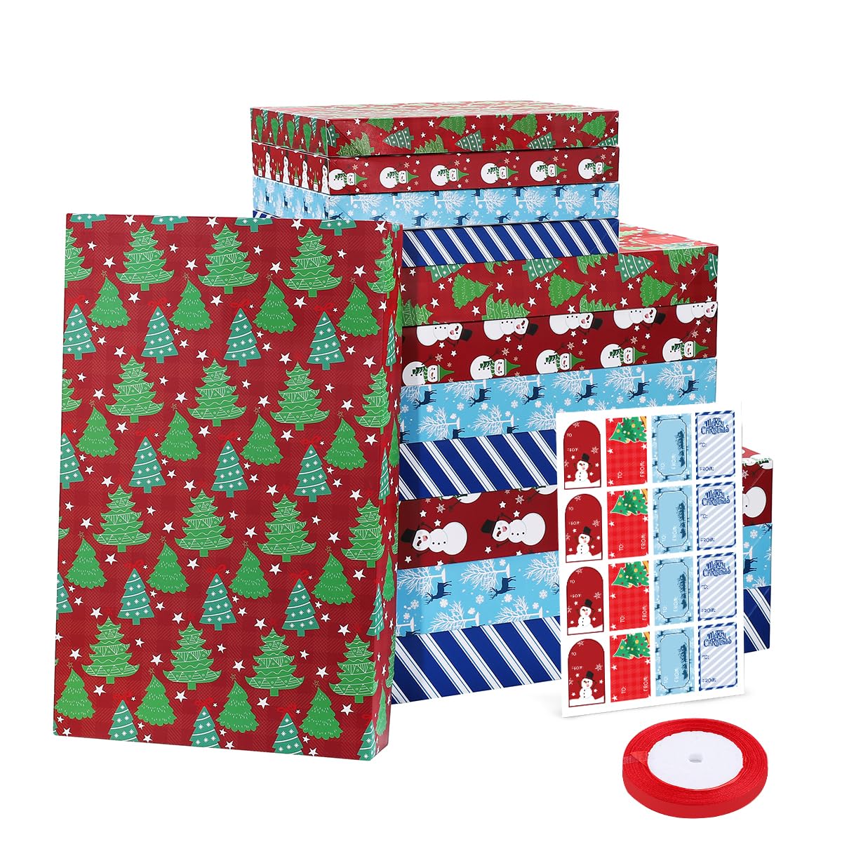 12stück Geschenkbox Weihnachten Mit Deckel: Groß Geschenkverpackung Kraft Pappschachteln Geschenkkarton Mit Deckel Geschenkbox Weihnachten Groß Mit Namensetiketten, Kleidung