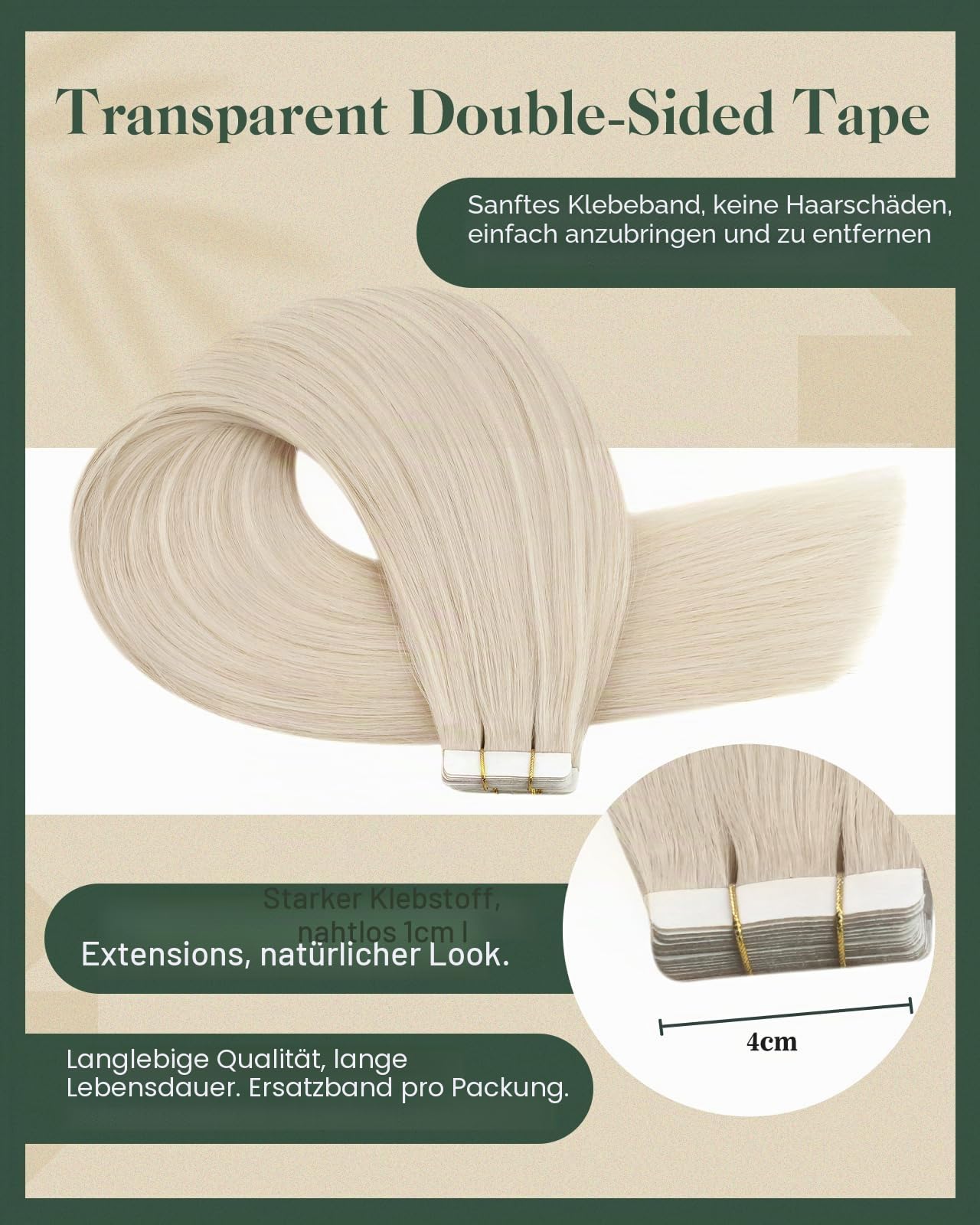 Ugeat Tape Extensions Echthaar Blond,Tape in Extensions Echthaar Blond,Invisible Tape-in Haarverlängerungen Platinblond,Tapes Extension Platinblond,fur Glatt Haare,30 cm,60A,30g,20 Stück